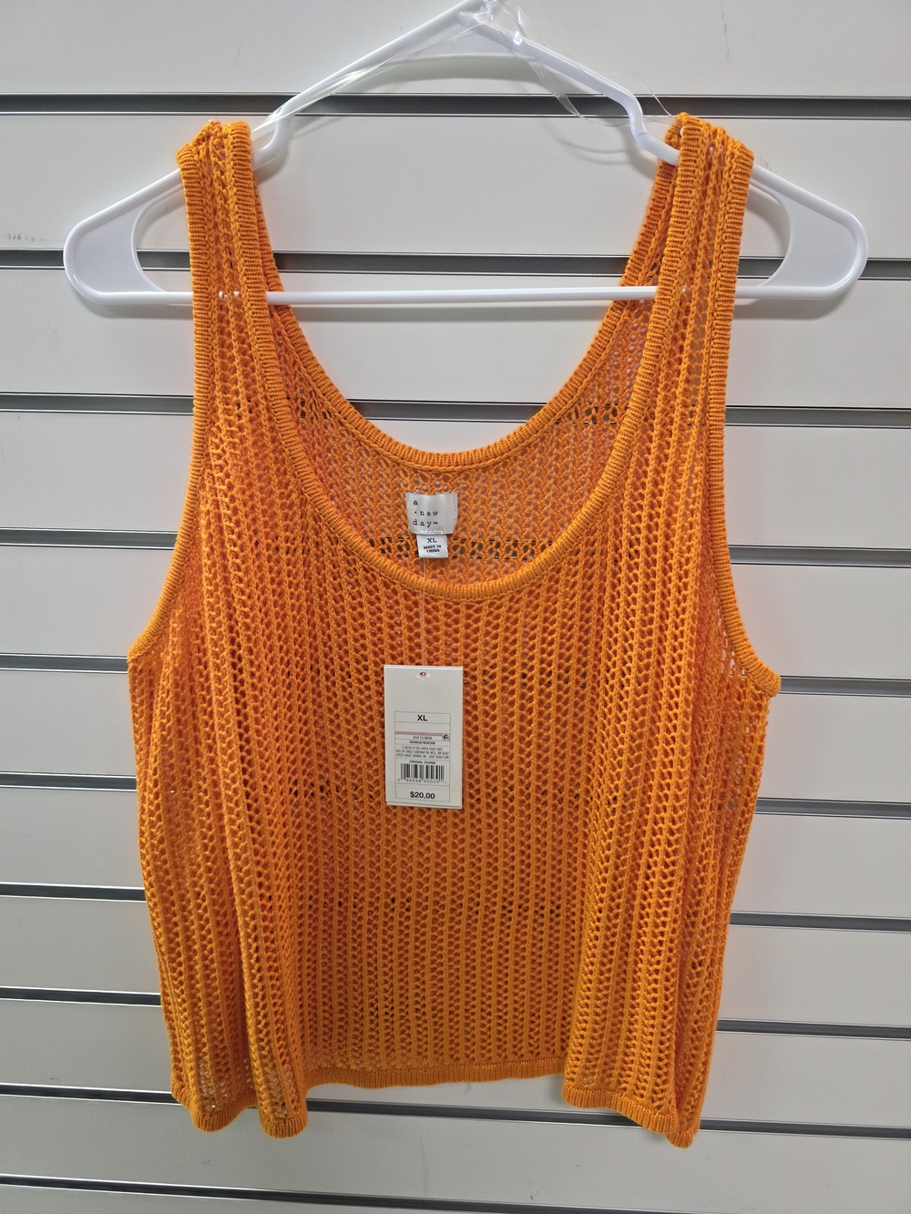 XL a new day Orange Open-Knit Tank Top